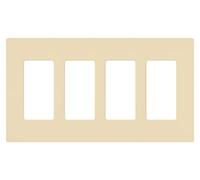 Lutron Claro, 4 Gang Wallplate, for Decorator, Rocker Light, Outlet, Screwless Switch Plate Cover, Gloss, CW-4-IV, Ivory PLAQUE MURALE, Ivoire, 1 Pack
