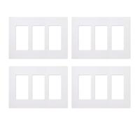 Lutron Claro CW-3-WH-4 Lot de 4 plaques murales à 3 interrupteurs pour interrupteur décoratif, couvercle d'interrupteur à bascule, couvercle de sortie, couvercle de plaque d'interrupteur sans vis