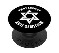 Lutte Contre l'antisémitisme Noir et Blanc étoile de David PopSockets PopGrip Adhésif