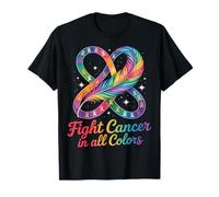 Lutte contre le cancer dans toutes les couleurs cœur arc-en-ciel Ribbons Tee T-Shirt