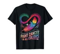 Lutte contre le cancer dans toutes les couleurs cœur arc-en-ciel Ribbons Tee T-Shirt