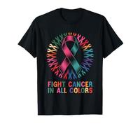 Lutte Contre Le Cancer dans Toutes Les Couleurs de Rubans Arc-en-Ciel en Forme de cœur T-Shirt