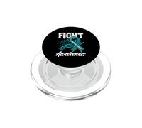 Lutte Contre Le Cancer du col utérin Ruban Bleu Sarcelle Drapeau américain PopSockets PopGrip pour MagSafe
