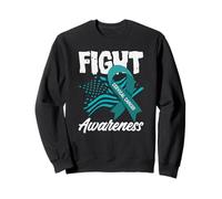 Lutte Contre Le Cancer du col utérin Ruban Bleu Sarcelle Drapeau américain Sweatshirt