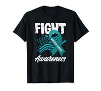 Lutte Contre Le Cancer du col utérin Ruban Bleu Sarcelle Drapeau américain T-Shirt
