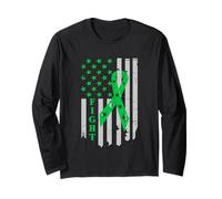 Lutte Contre Le lymphome Cancer Survivor Drapeau américain Lymphome Cancer Manche Longue