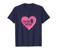 Lutte pour Les Femmes Que Nous Aimons la Sensibilisation au Cancer du Sein T-Shirt, Homme, Bleu Marine, 5XL
