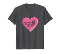 Lutte pour Les Femmes Que Nous Aimons la Sensibilisation au Cancer du Sein T-Shirt, Homme, Chiné Foncé, 5XL