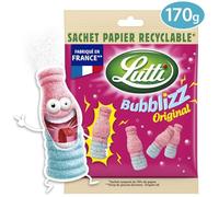 LUTTI - Bonbons Bubblizz Piquants Acidulés, Plaisir Fruité Intense en Sachet 170g Recyclable - Le Lot De 4