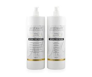 LUTTMANN Natural Hair Shampoing + baume naturel pour cheveux naturels 1000 ml - Soin intensif pour perruques de cheveux humains, postiches, extensions et extensions de cheveux