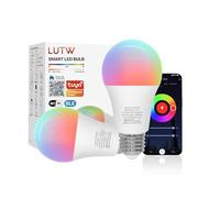 LUTW Ampoule Connectée, Ampoule LED E27 Multicolore 2700K-6500K RGB Dimmable, Ampoule Intelligente Compatible avec Alexa et Google Home, 9W 900lm Bluetooth &WiFi 2.4GHz, 2 PCS (Pas Besoin de Hub)