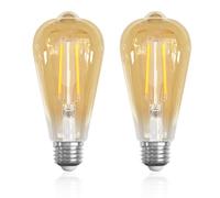 LUTW Ampoule E27 Vintage Blanc Chaud 2700K, 6W ST64 Edison Ampoule LED, Équivalent Incandescente 60W,630LM Ampoule Rétro LED E27, Non Dimmable, pour Bar Café Restaurant Maison, Lot de 2