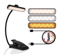 LUTW Lampe de Lecture Rechargeable, 24 LED Lampe Livre Clip, Protection des Yeux, 3 Couleurs & 5 Intensités, Gradation Progressive, 360° Cou Flexible, Portable Liseuse Lampes pour Lire au Lit