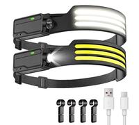 LUTW LED Lampe Frontale avec Détecteur de Mouvement, USB Rechargeable Torche Frontale, Portable Batterie Lumiere Frontale 1200 mAh, IPX4 Étanche pour Bricolage Camping Pêche, 2P