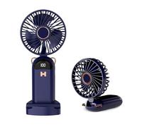 LUTW Mini Ventilateur Portable, Petit Ventilateur de Poche 5 Viteses Avec Base, Ventilateurs Rechargeables USB de Poche pour Voyage, Bureau, Maison, Bleu Foncé