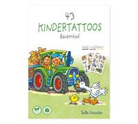 Lutz Mauder Lot de 43 tatouages pour enfants, respectueux de la peau, ferme, animaux, fabriqués en Allemagne, tatouages pour enfants, végétaliens, emballés sans plastique, sans danger