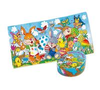 Lutz Mauder Serviette magique pour enfants, Pâques, serviette moelleuse en forme d'œuf, nid de Pâques, coton, 60 x 30 cm, absorbante et douce, se déplie avec de l'eau, cadeau pour enfants, panier de