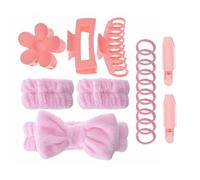 LUUFAN Lot de 18 bandeaux de soins de la peau pour le lavage du visage, le maquillage et le spa, bandeau doux, pinces à cheveux, outils de bouclage temporaires pour femmes et filles, rose