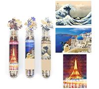 LUUFAN Lot de 3 mini puzzles 150 pièces puzzle 15 x 10 cm jouets de divertissement décoration intérieure (Tour Eiffel, Kanagawa Surf, Egée)