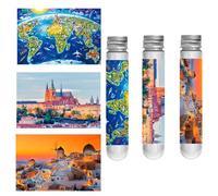 LUUFAN Lot de 3 mini puzzles pour adultes - 150 pièces - Petit puzzle stimulant - 15,2 x 10,2 cm - Jeux de divertissement pour décoration d'intérieur (monde, château de Prague, coucher de soleil de