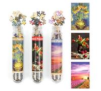LUUFAN Lot de 3 mini puzzles pour adultes - 150 pièces - Petits puzzles tulipe, fritillaries et champ de fleurs - Jouet de divertissement intérieur (vase en cuivre)