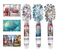 LUUFAN Lot de 3 mini puzzles de 150 pièces pour adultes - Petits puzzles de 15,2 x 10,2 cm - Jouets de divertissement pour décoration d'intérieur (Londres, Time Square, poisson et maison)