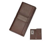 LUUFAN Portefeuille en cuir véritable avec double fermeture éclair, grande capacité, sac à main, pochette pour cartes de visite, support de téléphone, 8135-café, free size, Classique