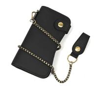 LUUFAN Portefeuille long en cuir véritable avec poche à fermeture éclair vintage (porte-chéquier), 1010h-noir, s, Rétro