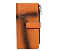 LUUFAN Portefeuille long en cuir véritable pour homme avec fermeture éclair et poche pour pièces de monnaie, carte, chèque, portefeuille de grande capacité