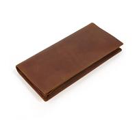 LUUFAN Portefeuille long en cuir véritable pour homme avec poche zippée vintage à deux volets, 8031hz-marron, Taille unique, Classique