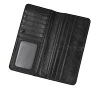 LUUFAN Portefeuille long en cuir véritable pour homme avec poche zippée vintage à deux volets, 8133h-noir, Taille unique, Classique