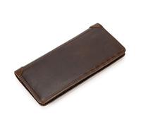 LUUFAN Portefeuille long en cuir véritable pour homme avec poche zippée vintage à deux volets, 8133kf-café, Taille unique, Classique