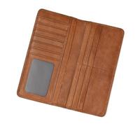 LUUFAN Portefeuille long en cuir véritable pour homme avec poche zippée vintage à deux volets, 8133Zs-Marron, Taille unique, Classique