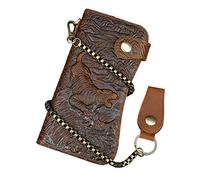 LUUFAN Portefeuille Long en Cuir véritable pour Homme avec Porte-Cartes et Poche pour pièces de Monnaie (Tiger)
