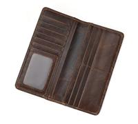 LUUFAN Portefeuille long en cuir véritable pour homme, grande capacité, sac à main, chéquier, espèces, cartes de crédit, support de téléphone, 8133KF-Café, L, Vintage