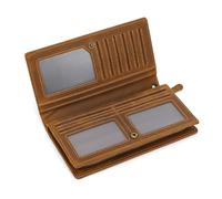 LUUFAN Portefeuille Long en Cuir véritable pour Homme Pochette à Fermeture éclair de Grande capacité avec fenêtre d'identification Porte-Monnaie à Fentes pour Cartes Multiples