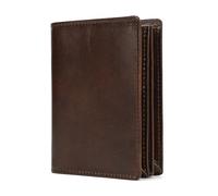 LUUFAN Portefeuille vertical à deux volets en cuir véritable RFID avec plusieurs emplacements pour cartes, fenêtre d'identité, pour homme et femme, porte-monnaie, porte-cartes de crédit, café,