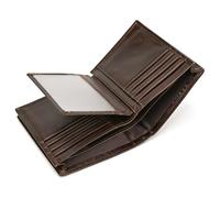 LUUFAN Portefeuille vertical bifold en cuir véritable, portefeuille court RFID avec plusieurs emplacements pour cartes, fenêtre d'identification pour hommes et femmes, étui pour cartes de crédit,