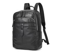 LUUFAN Sac à bandoulière en cuir véritable pour homme, sac à dos décontracté multi-poches, sac à dos pour ordinateur portable de 15,6 pouces pour voyage, affaires, plein air, noir