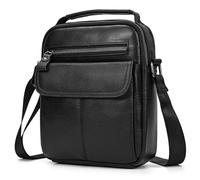 LUUFAN Sac à bandoulière en cuir véritable pour homme - Sac à dos messager pour livres Kindle iPad tablette - Noir, Noir