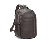 LUUFAN Sac à dos en cuir véritable pour homme, sac à bandoulière décontracté multi-poches, sac à dos pour ordinateur portable 15,6 pouces pour voyage, affaires, randonnée, 8016-café, free size