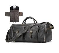 LUUFAN Sac de voyage en cuir véritable - Grande capacité - Multi poches - Sac de voyage avec compartiment à chaussures - Sac à main pour homme - Sac à bandoulière pour les sports de nuit - Week-end