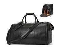 LUUFAN Sac de voyage en cuir véritable pour homme - Grande capacité - Sac de voyage avec compartiment à chaussures - Sac à main à bandoulière pour les vacances, les voyages d'affaires en plein air