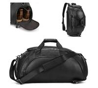LUUFAN Sac de voyage en cuir véritable, sac de voyage convertible avec compartiment à chaussures, sac de voyage 3 en 1 avec bandoulière pour homme, 1820hs-black, rétro
