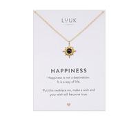 LUUK LIFESTYLE Collier avec étoile polaire I soleil avec pierre noire, accessoire discret et chic, longueur réglable, 50cm, porte-bonheur intemporel, or
