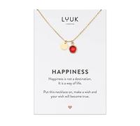 LUUK LIFESTYLE Collier avec Pendentif en Cristal de Verre en Rouge, Or | Cristal Rouge, Passion Romantique, Imperméable, Hypoallergénique, Carte HAPPINESS, Chaîne Réglable, Bijou Cadeau, Epouse