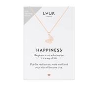 LUUK LIFESTYLE Collier avec pendentif papillon et carte HAPPINESS, bijou intemporel pour femme, symbole de liberté, porte-bonheur, rose
