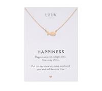 LUUK LIFESTYLE Collier élégant pendentif en forme d‘arête de poisson, design simple et intemporel, petit cadeau avec carte HAPPINESS, rose