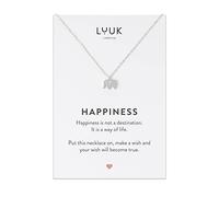 LUUK LIFESTYLE Collier en acier inoxydable avec pendentif éléphant et carte cadeau HAPPINESS, bijou élégant, accessoire féminin, argent