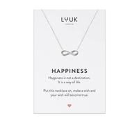 LUUK LIFESTYLE Collier en acier inoxydable avec pendentif motif Infini et carte HAPPINESS, idée cadeau Saint-Valentin, anniversaire, bijou féminin, argent
